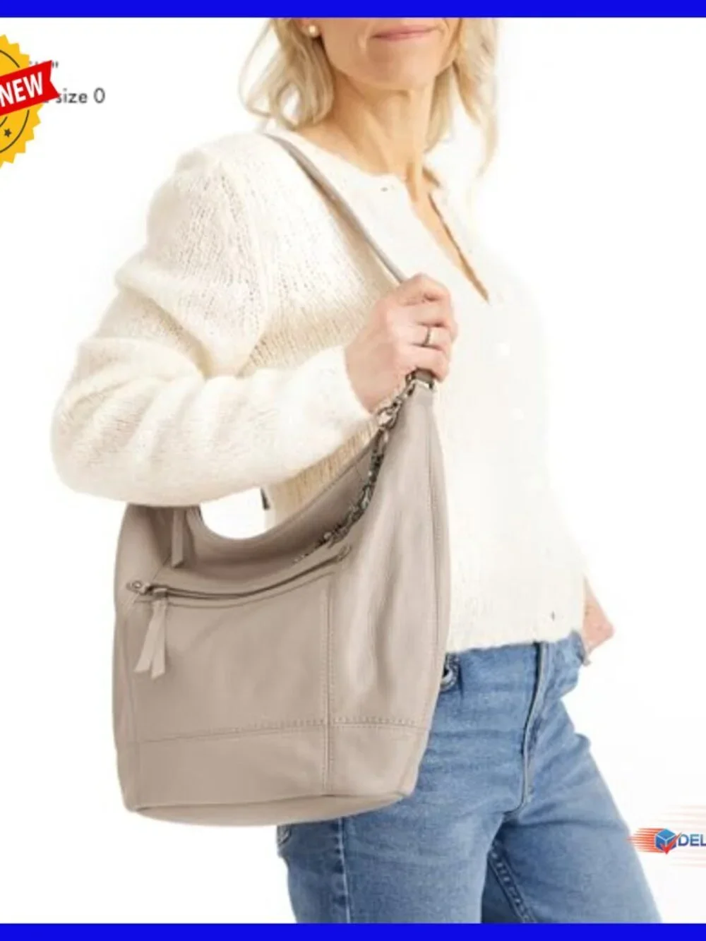 Leather Hobo Bag with Multiple Pockets, Everyday Shoulder Purse